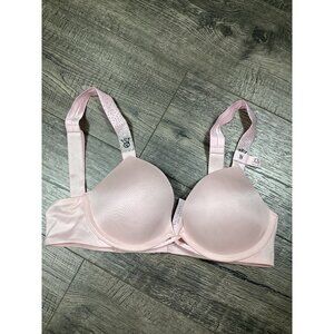 Victorias Secret Pink Push-Up Bra 32B With Rhinestone Straps Satin Lingerie NWT